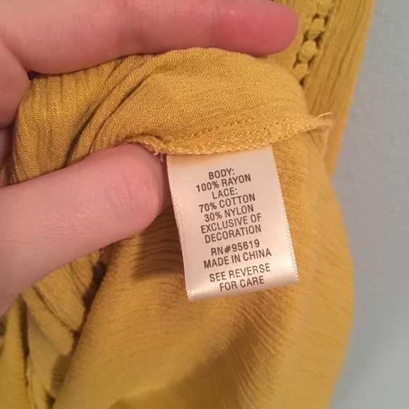 John Paul Richard Mustard Yellow Top with Lace - Picture 6 of 8